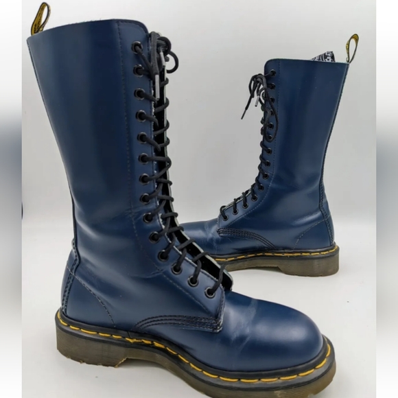 VTG DR MARTENS BULLDOG BRITISH FLAG BOOTS US 7  MADE IN ENGLAND 14 EYE 1914 TALL - Picture 13 of 14